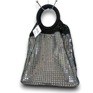 Nwt Maggi B Sparkle Collection Silver Crochet Tote